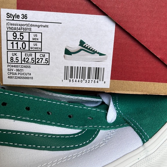 Vans Style 36 Classic Sport Cdmmgreen/True White Men’s - Picture 16 of 16